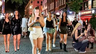 Germany nightlife /hot beautiful girls vibrate the city with crazy scenes/walking tour 4K
