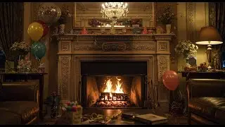 Cozy Birthday Party by the Fireplace sounds | Crackling Fire ASMR for Sleep & Relaxation Ambience