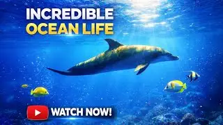 Majestic dolphin swims gracefully through crystal clear ocean water sunlit surface ripples above