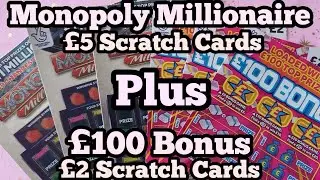 Monopoly Millionaire - &pound;5 Scratch Cards - &pound;100 Bonus - &pound;2 Scratch Cards - National Lottery UK