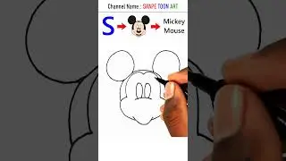 Turn S into Mickey Mouse drawing - #shorts #mickey #mouse #mickeymouse #cartoon #disney #drawing