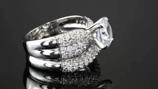 3.20 TCW Cubic Zirconia Platinum Over Sterling Silver Wedding Ring Set