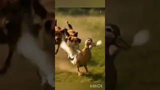 Dogs chasing a duck 🦆#Magicalduck #viewsviral #growmyaccount #trending 💓🛣️🦆