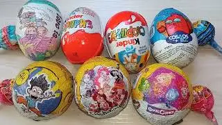 Learning colors with sweets  Bright ASMR 2 Kinder Surprise + 5 Chocolate Eggs + 4 Lollipops 2