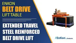 v1669 08 enkon elto extended vertical travel electric steel reinforced belt drive scissor lift table