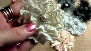Fabric and lace flowers.