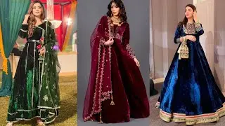 Latest velvet Long Frock Designs // Most Beautiful velvet Gown Designing Idea