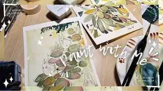 Painting Green: Olives +✮⋆˙ Nature Sprites🌿🍃  | Illustration with Gouache // Relaxing Vibe Art Vlog