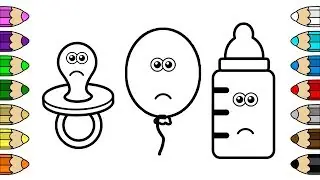 Coloring for Kids with Crying Balloon, Baby Dummy & Bottle - Colouring Book