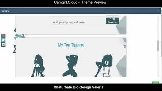 Camgirl.Cloud Theme Preview - Valeria custom Chaturbate bio design
