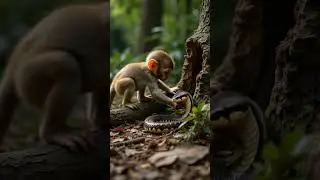 Monkey&rsquo;s Deadly Play with Venomous Cobra &mdash; Tense Wild Moment! #wildlife