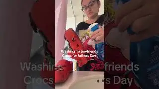I washed my bfs crocs for Fathers Day! #crocs #crocscleaning #cleanshoes