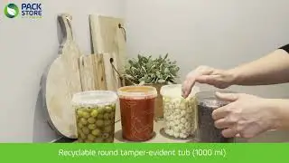 1000 ml round tamper evident tub with lid &oslash;118 mm | Tamper evident food containers | Pack-Store