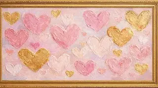 Vintage Valentine Hearts in Gold  | 4K Art Screensaver with Ambient Music for Study & Relaxation