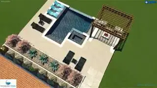 Modern Pool Spa Combo w/ faux edge