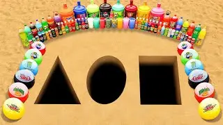 Experiment: Triangle vs Circle vs Square pit Eruption from Orbeez, Mtn Dew, Coca Cola and Mentos