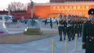 Soldiers marching on Tiananmen Square