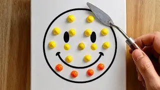 Smile Emoji Art🙂 | Acrylic Painting on Canvas | Easy Art for Beginners | Dot Line