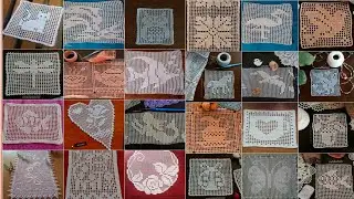 Квадратная ажурная сетка для вязания крючком. Узоры с животными внутри. #вязаниекрючком #узорыдля...