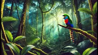 Strange, many talking birds in the amazon