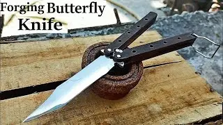 Forging BUTTERFLY KNIFE out of Old Rusty BEARING