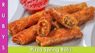 Crispy Pizza Spring Rolls Ramazan Special & Lunchbox Idea Recipe in Urdu Hindi - RKK