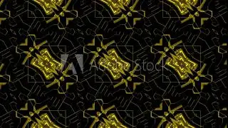 Black background with gold abstract signs.