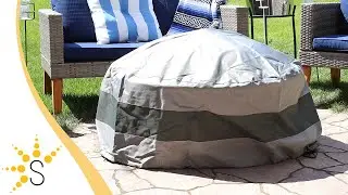 Sunnydaze 2-Tone Heavy Duty Round Fire Pit Cover - Gray/Green Stripe-NY-128