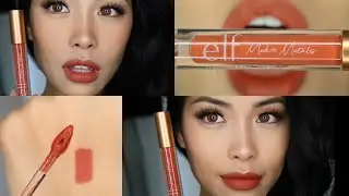 Elf Cosmetics Modern Metals Liquid Lipstick Quick Review Swatch Tutorial Terracotta Lip
