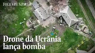 V&iacute;deo mostra drone ucraniano lan&ccedil;ando bomba sobre soldados russos | CENAS DA GUERRA