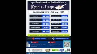 Urgent Hiring &ndash; Waiter Jobs in Cyprus | 4-Year Visa | Salary EUR 1000-1100 | Apply Now!