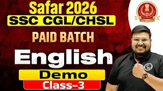 SSC CHSL English 2025 | Safar 2026 Batch English Demo Free Class- 03 | SSC CGL English By Bhragu Sir