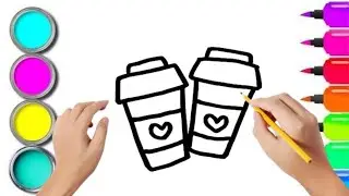 How To Draw cute coffee Drawing, Painting & Coloring For Kids and Toddlers_ Child Art 🐋🌈🎨