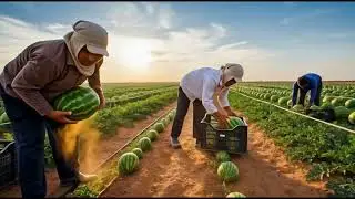 Desert Watermelon Farming 😲 Center Pivot Irrigation in the Desert | Amazing Results
