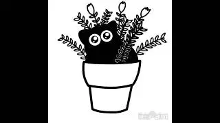 A Black Cat&rsquo;s Favorite Flower. speed drawing Pot.#funny #cat #art #drawing #shorts