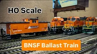 BNSF Ballast Train on the Edgewater Shortline ( HO Model Train Layout )
