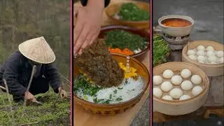 Wild Vegetable Hot Pot in Spring | Foraging Fresh Greens for a Countryside Feast