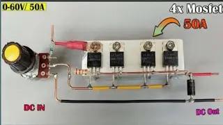 Powerful adjustable voltage regulator circuit using 4 mosfet
