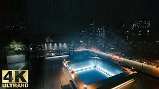 Diamond Class ASMR 🌧️🏊&zwj;♂️ Cyberpunk Rain on Infinity Pool 10 Hour Luxury Sleep Sounds