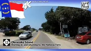 Driving Okracoke Island, in North Carolina's Outer Banks -- scenic drive in 4K