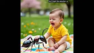 baby ##playing with## very much bigger ant ##🐜🐜🐜##shorts###