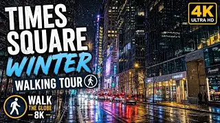 Times Square NYC Night Walk in Fresh Snow ❄️ Jan 18 2026 &ndash; 4K Wet Snow Vibes