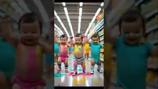 Beb&ecirc;s Dan&ccedil;ando Sincronizados e Cheios de Tinta no Supermercado! #baby #cute #funny