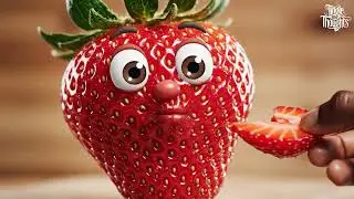 Mini Fruit Eating Slice 🍓🍊 | Cute Happy Face Reaction & Soft Satisfying ASMR