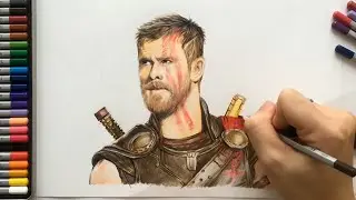 Thor Portrait Drawing with Pastel Chalks: Mighty Avenger