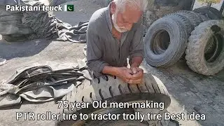 75 year old men Best idea PTR roller tire converted to tractor trolly tire