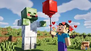 Cute Cloud Zombie Gives Balloon  #minecraft #shortsvideos