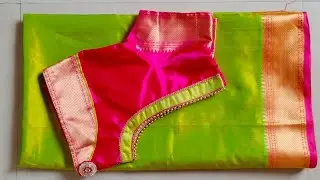 Paithani silk back neck beautiful blouse design /cutting and stitching /😍