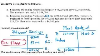 Statement of Cash Flows - Calculating Unknown Amounts