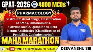 GPAT-2026 | 4000 MCQs MAHA MARATHON | CLASS-36 | Pharmacology- GI Drugs, Sulfonamides, Quinolones